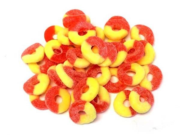 Gummy peach rings