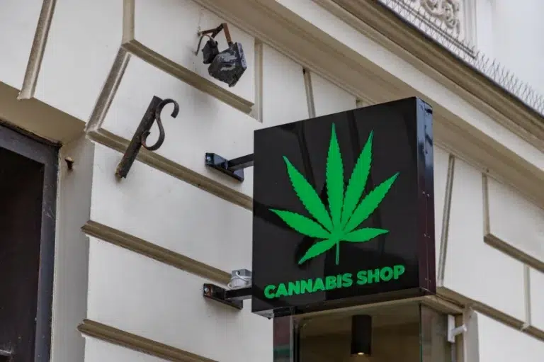 A Cannabis Shop signage on a dispensary in Virginia