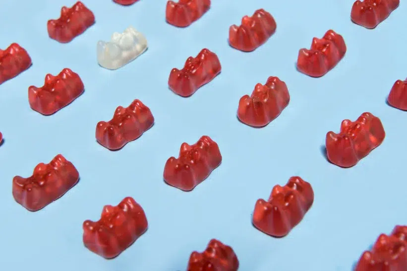 Red-colored nano emulsified THC gummies