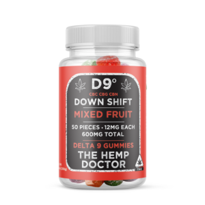 Front of 50ct Downshift D9 Gummies by The Hemp Doctor