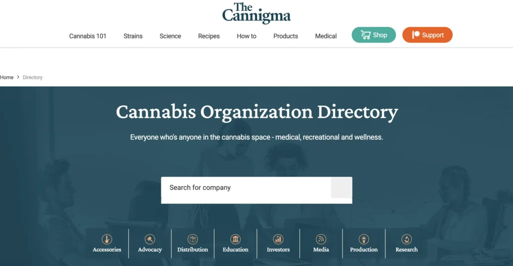 Screenshot of the The Cannigma homepage