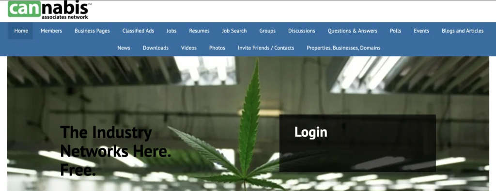 Screenshot of Cannabis Associates Network homepage